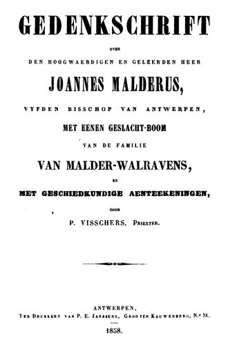 Kaft van Gedenkschrift over Joannes Malderus